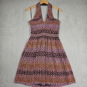Trina Turk Halter Dress Womens Size 2 Campania Loop Y2K Retro Party Wedding